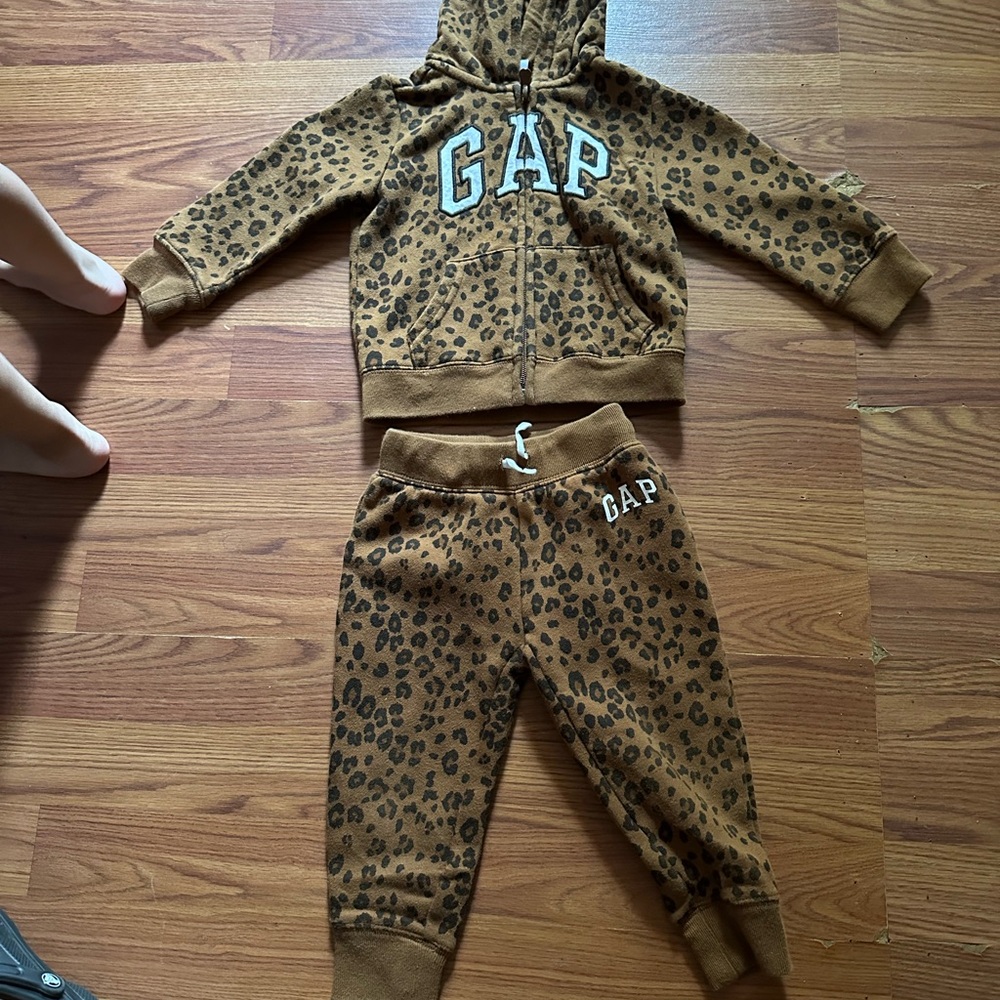 GAP Brown Animal Print Hoodie and Joggers